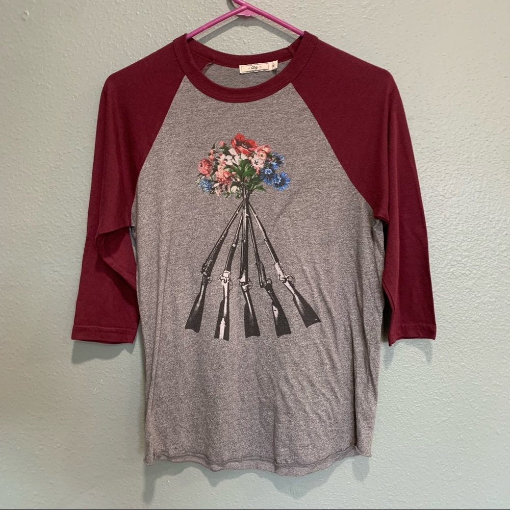Obey | Flower Guns Baseball Tee 3/4 sleeve